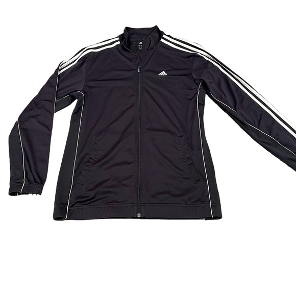 NWOT MENS ADIDAS BLACK/WHITE FULL ZIPPER TRICOT JACKET SIZE MEDIUM - Picture 1 of 5